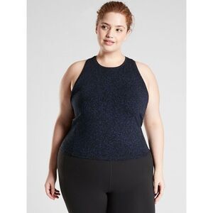 Athleta Shanti‎ Crop Tank Jacquard Blue Black Women's size 1X razorback athletic